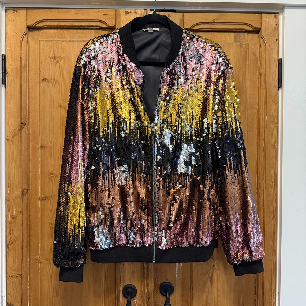 Vibrant Sequin Bomber Jacket